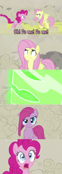 Size: 960x2699 | Tagged: safe, imported from derpibooru, doomie, fluttershy, pinkie pie, changeling, earth pony, pony, a canterlot wedding, comic, disguise, disguised changeling, duality, meme, pinkamena diane pie, self ponidox