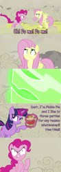 Size: 960x2699 | Tagged: safe, imported from derpibooru, doomie, fluttershy, pinkie pie, twilight sparkle, changeling, earth pony, pony, a canterlot wedding, comic, disguise, disguised changeling, meme, sandwich, sandwich armor