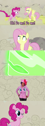 Size: 960x2699 | Tagged: safe, imported from derpibooru, doomie, fluttershy, pinkie pie, changeling, human, pony, a canterlot wedding, clothes, comic, confused, disguise, disguised changeling, hoodie, meme, meta