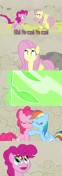 Size: 960x2699 | Tagged: safe, imported from derpibooru, doomie, fluttershy, pinkie pie, rainbow dash, changeling, earth pony, pony, a canterlot wedding, comic, disguise, disguised changeling, female, lesbian, meme, pinkiedash, rainbow eyes, shipping