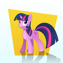 Size: 1024x1024 | Tagged: dead source, safe, artist:eisenrot, imported from derpibooru, twilight sparkle, pony, unicorn, female, looking at you, mare, smiling, solo, standing, three quarter view, unicorn twilight