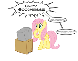 Size: 801x629 | Tagged: safe, artist:speccysy, imported from derpibooru, fluttershy, pony, computer, crt, female, solo