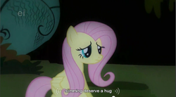 Size: 857x474 | Tagged: safe, imported from derpibooru, screencap, fluttershy, a bird in the hoof, stare master, ei, youtube caption