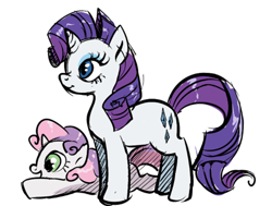 Size: 500x378 | Tagged: dead source, safe, artist:mayocat, imported from derpibooru, rarity, sweetie belle, pony, unicorn, duo, duo female, female, sisters