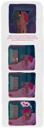 Size: 1046x3005 | Tagged: safe, artist:wizardwannabe, imported from derpibooru, apple bloom, applejack, reindeer, bed, christmas, comic, door, hat, santa hat, sleeping