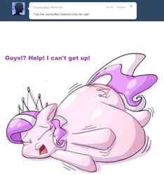 Size: 823x879 | Tagged: safe, artist:secretgoombaman12345, imported from derpibooru, diamond tiara, earth pony, pony, ask chubby diamond, chubby diamond, fat, morbidly obese, obese, tumblr