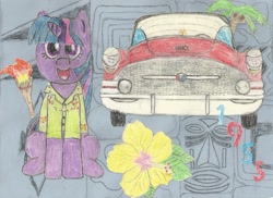 Size: 1416x1029 | Tagged: safe, imported from derpibooru, twilight sparkle, buick, car, traditional art