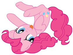 Size: 5000x3777 | Tagged: safe, artist:jessy, artist:kooner-cz, imported from derpibooru, pinkie pie, pony, :p, colored, cute, diapinkes, female, looking at you, rolling, simple background, solo, tongue out, transparent background, upside down, vector