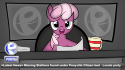 Size: 2129x1199 | Tagged: safe, artist:miroslav46, imported from derpibooru, cheerilee, earth pony, pony, female, mare, news report, solo