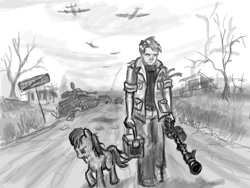 Size: 1280x960 | Tagged: safe, artist:agm, imported from derpibooru, oc, oc only, human, pony, clothes, machine gun, male, mg34, monochrome, russian, surreal, tank (vehicle), war