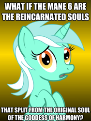 Size: 625x833 | Tagged: safe, imported from derpibooru, lyra heartstrings, conspiracy, conspiracy lyra, exploitable meme, image macro, meme