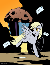 Size: 650x841 | Tagged: safe, artist:miniferret, imported from derpibooru, derpy hooves, pegasus, pony, female, hellboy, hiroyuki imaishi, mare, mike mignola, muffin, style emulation