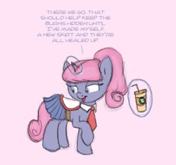 Size: 563x528 | Tagged: safe, artist:carnifex, imported from derpibooru, oc, oc only, oc:velvet, pony, ask velvet, ask, coffee, coffee cup, cup, solo, tumblr