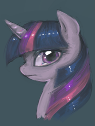 Size: 497x662 | Tagged: safe, artist:emizu, imported from derpibooru, twilight sparkle, pony, bust, female, mare, simple background, solo