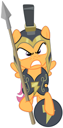 Size: 2663x5414 | Tagged: safe, artist:clone999, imported from derpibooru, scootaloo, pony, armor, female, simple background, solo, spear, transparent background, vector