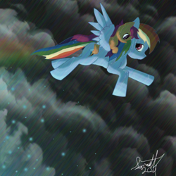 Size: 900x900 | Tagged: safe, artist:lordsameth, imported from derpibooru, rainbow dash, scootaloo, ponies riding ponies, rain, riding, scootaloo riding rainbow dash, scootalove