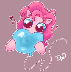 Size: 1170x1190 | Tagged: safe, artist:decopinkdingo, imported from derpibooru, pinkie pie, balloon, chewing, cute, eating, heart, hnnng, moments before disaster, nom, that pony sure does love balloons, this will end in tears, this will not end well