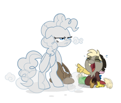 Size: 944x805 | Tagged: safe, artist:anima-dos, imported from derpibooru, discord, pinkie pie, baby discord, bipedal, cute, discute, flour, laughing, tears of laughter