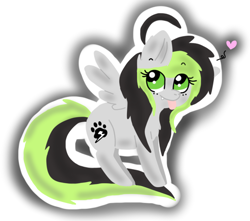 Size: 500x442 | Tagged: safe, artist:askbreejetpaw, imported from derpibooru, oc, oc only, oc:bree jetpaw, pegasus, pony, chibi, cute, heart, looking up, pegasus oc, solo, tongue out