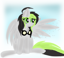 Size: 500x450 | Tagged: safe, artist:askbreejetpaw, imported from derpibooru, oc, oc only, oc:bree jetpaw, pegasus, pony, cute, goggles, gray, pegasus oc, sitting, solo