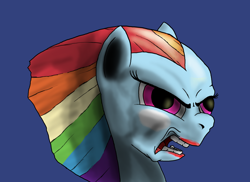 Size: 1980x1440 | Tagged: safe, artist:aaronmk, imported from derpibooru, rainbow dash, pony, bad hair day, bad mane day, disapproval, displeased, makeup, nightmare fuel, solo