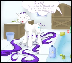 Size: 1026x908 | Tagged: safe, artist:dreigun, imported from derpibooru, rarity, pony, bald, female, solo, speech bubble