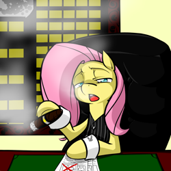 Size: 1000x1000 | Tagged: safe, artist:graphic-lee, imported from derpibooru, fluttershy, ask flutterdon, badass, cigar, clothes, flutterdon, parody, smoking, table