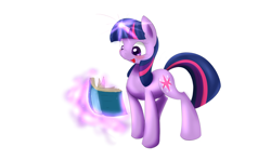 Size: 5080x3000 | Tagged: dead source, safe, artist:xcopyen002, imported from derpibooru, twilight sparkle, pony, unicorn, book, female, magic, solo, unicorn twilight