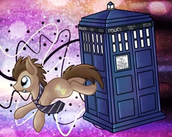 Size: 1280x1024 | Tagged: safe, artist:littlepinkalpaca, imported from derpibooru, doctor whooves, time turner, earth pony, pony, doctor who, male, necktie, solo, sonic screwdriver, stallion, tardis