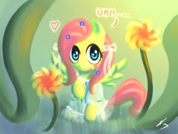 Size: 600x450 | Tagged: safe, artist:ninjaham, imported from derpibooru, fluttershy, pegasus, pony, clothes, dress, female, flower, heart, solo