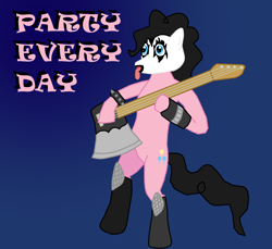 Size: 1200x1100 | Tagged: safe, artist:ericac78, imported from derpibooru, pinkie pie, pony, duo, gene simmons, guitar, kissing