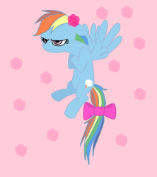 Size: 2893x3257 | Tagged: safe, artist:rednyanda, imported from derpibooru, rainbow dash, bow, dressup, flower, high res, makeover