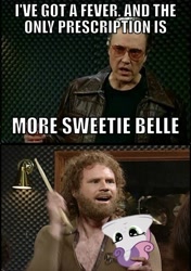 Size: 420x595 | Tagged: safe, artist:orchetect, imported from derpibooru, sweetie belle, bell, christopher walken, cowbell, more cowbell, orchetect, pun, saturday night live, steffan andrews, sweetie bell, will ferrell