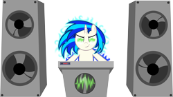 Size: 8000x4515 | Tagged: safe, artist:ambassad0r, imported from derpibooru, dj pon-3, vinyl scratch, pony, unicorn, absurd resolution, female, horn, mare, simple background, smiling, solo, soundwave, speaker, speakers, transparent background, vector