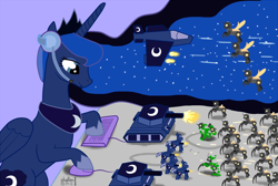 Size: 1152x776 | Tagged: safe, artist:phallen1, imported from derpibooru, princess luna, gamer luna, tank (vehicle)