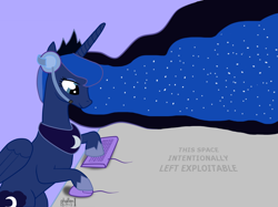 Size: 1152x860 | Tagged: safe, artist:phallen1, imported from derpibooru, princess luna, pony, gamer luna, exploitable, female, solo