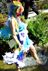 Size: 433x640 | Tagged: safe, artist:kuro-chii, imported from derpibooru, rainbow dash, human, clothes, cosplay, dress, gala dress, irl, irl human, photo, solo