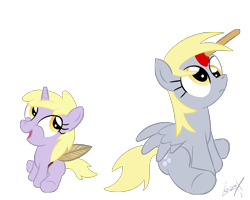 Size: 2000x1600 | Tagged: safe, artist:loomx, imported from derpibooru, derpy hooves, dinky hooves, pegasus, pony, cute, derpabetes, female, mare, plunger, plungicorn derpy, simple background, transparent background, vector