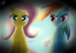 Size: 1000x700 | Tagged: safe, artist:miokomata, imported from derpibooru, fluttershy, rainbow dash, pov