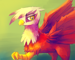 Size: 1024x819 | Tagged: safe, artist:musicalcombusken, imported from derpibooru, gilda, griffon, female, solo, spread wings