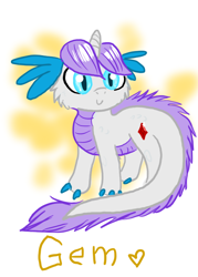 Size: 500x700 | Tagged: safe, artist:cat4lyst, imported from derpibooru, oc, oc only, oc:gem, dracony, hybrid, interspecies, interspecies offspring, offspring, parent:rarity, parent:spike, parents:sparity, solo