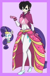 Size: 900x1350 | Tagged: safe, artist:kloudmutt, imported from derpibooru, rarity, human, breasts, busty rarity, clothes, dress, female, gala dress, masking, ponyrumi