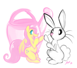 Size: 2893x2573 | Tagged: safe, artist:saliantsunbreeze, imported from derpibooru, angel bunny, fluttershy, high res, micro, silly