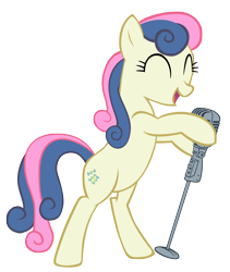 Size: 5241x6209 | Tagged: dead source, safe, artist:alanjcastonguay, imported from derpibooru, bon bon, sweetie drops, earth pony, pony, ^^, absurd resolution, bipedal, eyes closed, female, happy, microphone, open mouth, simple background, singing, smiling, solo, transparent background, vector