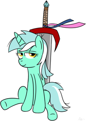 Size: 1110x1566 | Tagged: safe, artist:alexstrazse, imported from derpibooru, lyra heartstrings, pony, female, solo, sword