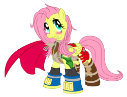 Size: 2864x2189 | Tagged: safe, artist:randist, imported from derpibooru, fluttershy, cape, clothes, final fantasy, high res, lightning, lightning farron, simple background, transparent background