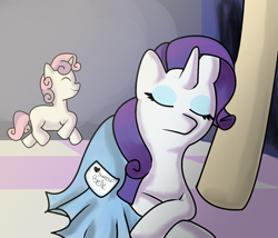 Size: 1400x1200 | Tagged: safe, artist:angelstar7, imported from derpibooru, rarity, sweetie belle, sleeping