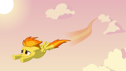 Size: 5760x3240 | Tagged: safe, artist:baumkuchenpony, imported from derpibooru, spitfire, pegasus, pony, cloud, female, flying, mare, show accurate, vector