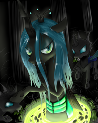 Size: 2000x2500 | Tagged: dead source, safe, artist:mlpanon, imported from derpibooru, queen chrysalis, changeling, changeling queen, bath, crown, female, high res, jewelry, regalia