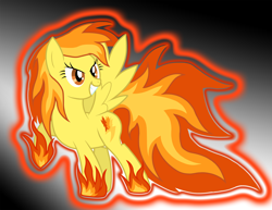 Size: 2200x1700 | Tagged: safe, artist:xain-russell, imported from derpibooru, spitfire, fire, grin, raised hoof, smirk, solo, spitfiery